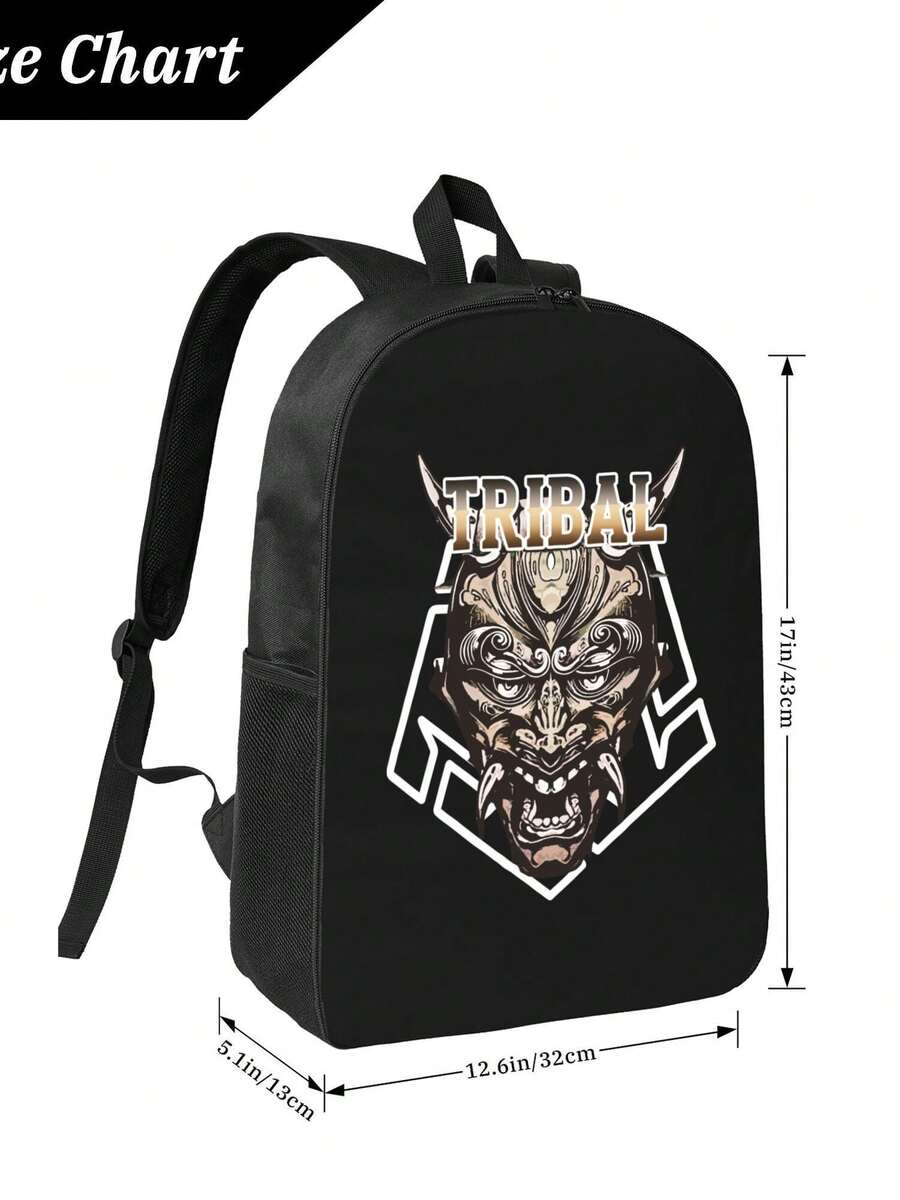 Travel Backpack Anti Theft - Tribal Demon Print Waterproof Backpack Large