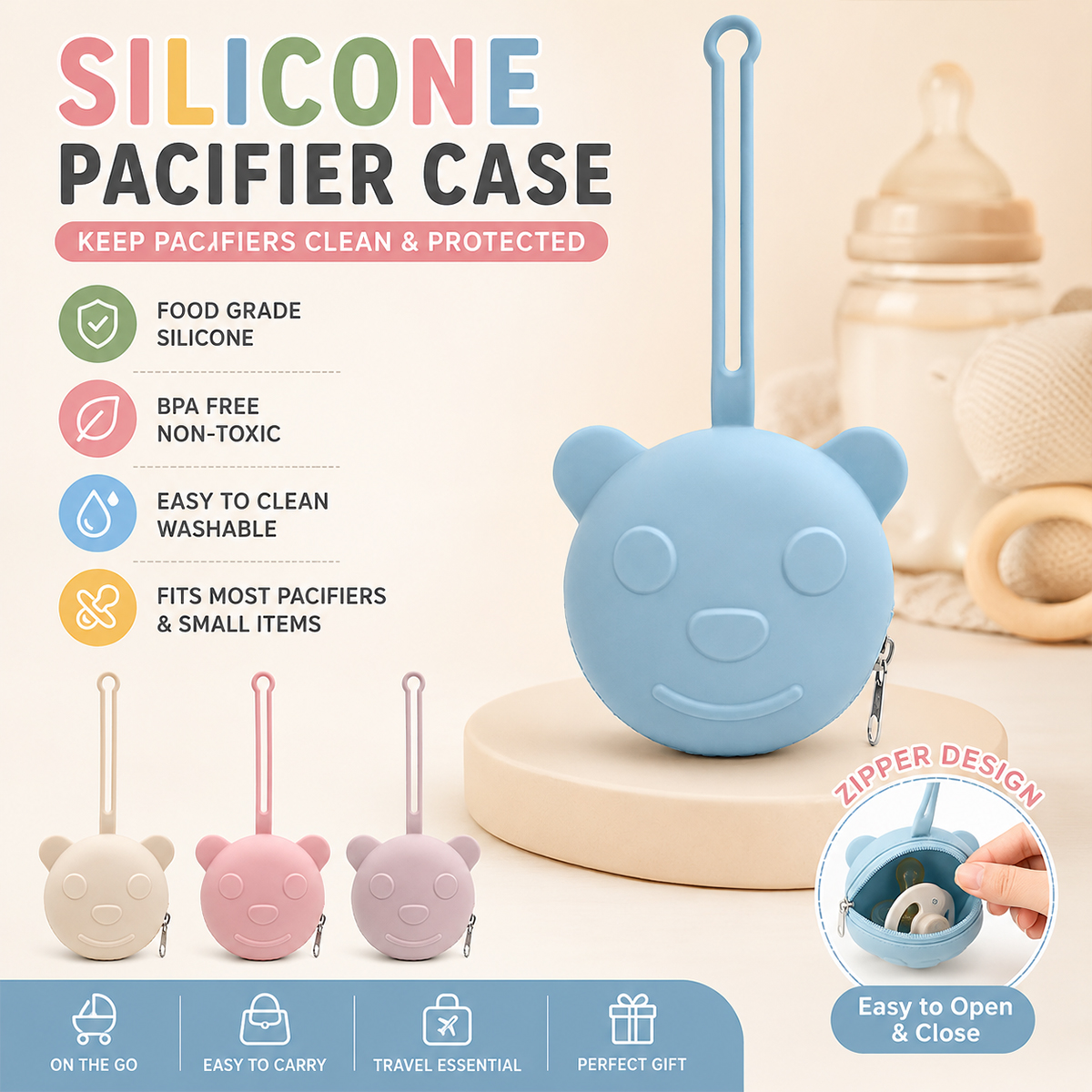 Portable silicone pacifier bag - Backpack Diaper Bag recensie en prijs