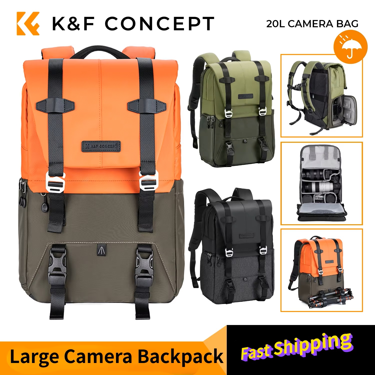 K&F CONCEPT Camera Backpack Tr - Laptop Backpack 15.6 recensie en prijs