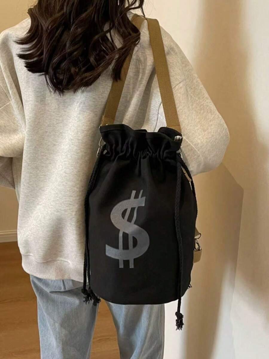 Black Canvas Drawstring Crossb - Canvas Backpack Casual recensie en prijs