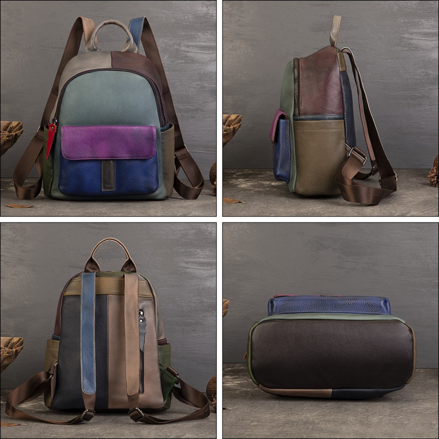 【New Arrival】 Vintage Color Bl - Leather Backpack Vintage recensie en prijs
