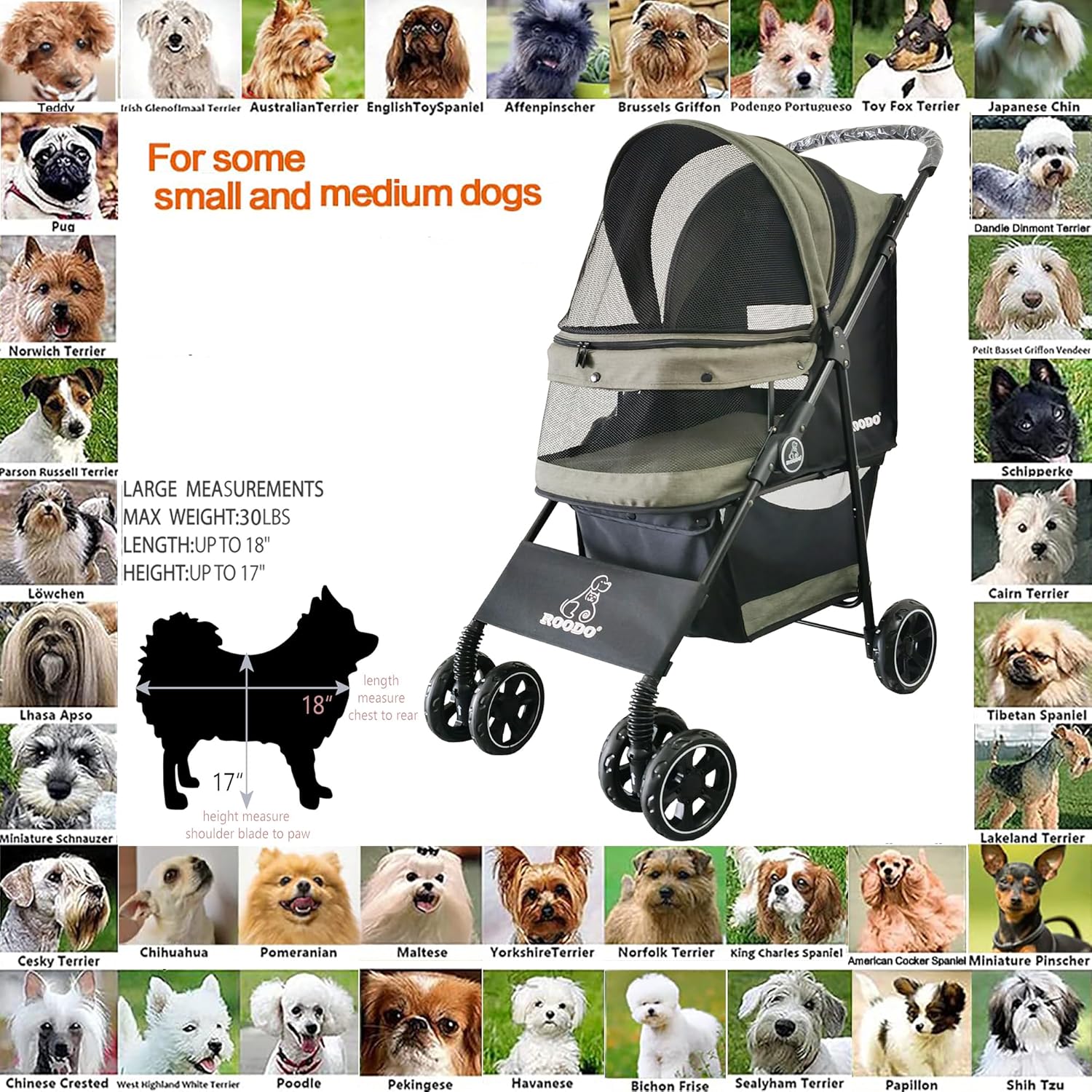 4 Wheel Dog Cat Pet Stroller,  - Foldable Backpack Small recensie en prijs