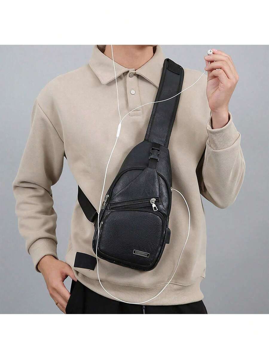 Mens PU Leather Sling Bag With - Sling Backpack Shoulder recensie en prijs