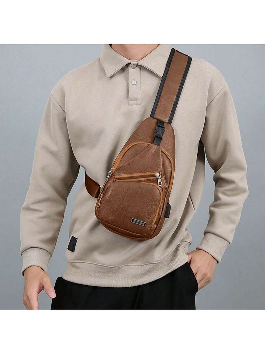 Mens PU Leather Sling Bag With - Sling Backpack Shoulder recensie en prijs