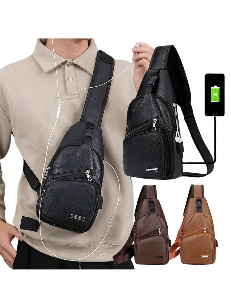 Mens PU Leather Sling Bag With - Sling Backpack Shoulder recensie en prijs