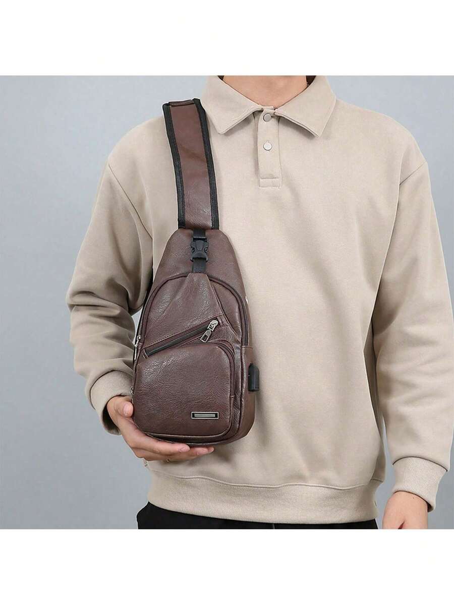 Mens PU Leather Sling Bag With - Sling Backpack Shoulder recensie en prijs