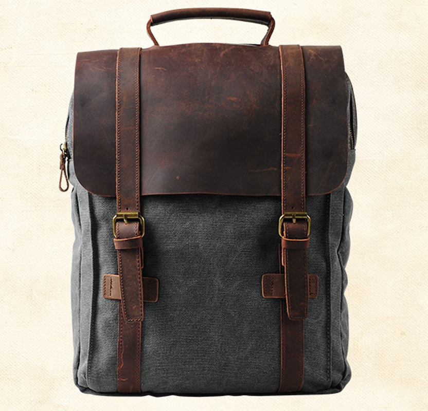 Fashion Male Backpack Leather  - Rucksack Military Style recensie en prijs