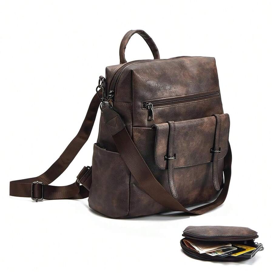 Women Fashion Vintage Brown PU - Leather Backpack Vintage recensie en prijs
