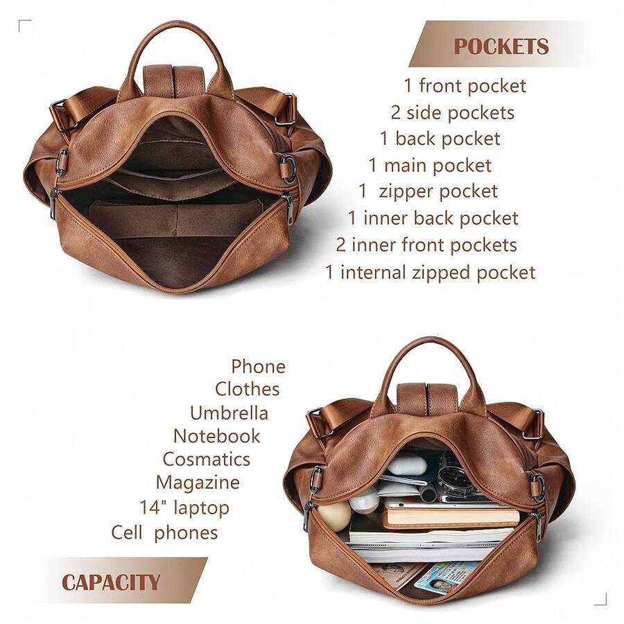 Women Fashion Vintage Brown PU - Leather Backpack Vintage recensie en prijs