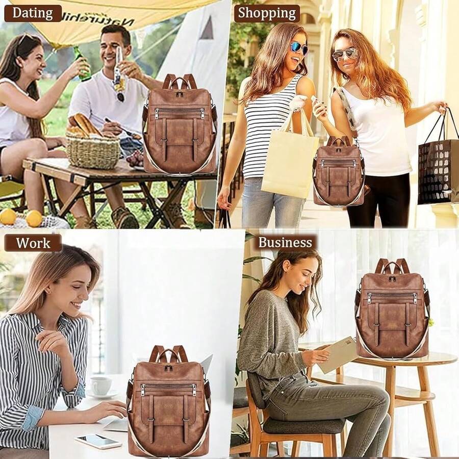 Women Fashion Vintage Brown PU - Leather Backpack Vintage recensie en prijs