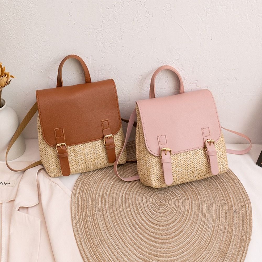 Fashion PU Leather Straw Backp - Leather Backpack Vintage recensie en prijs