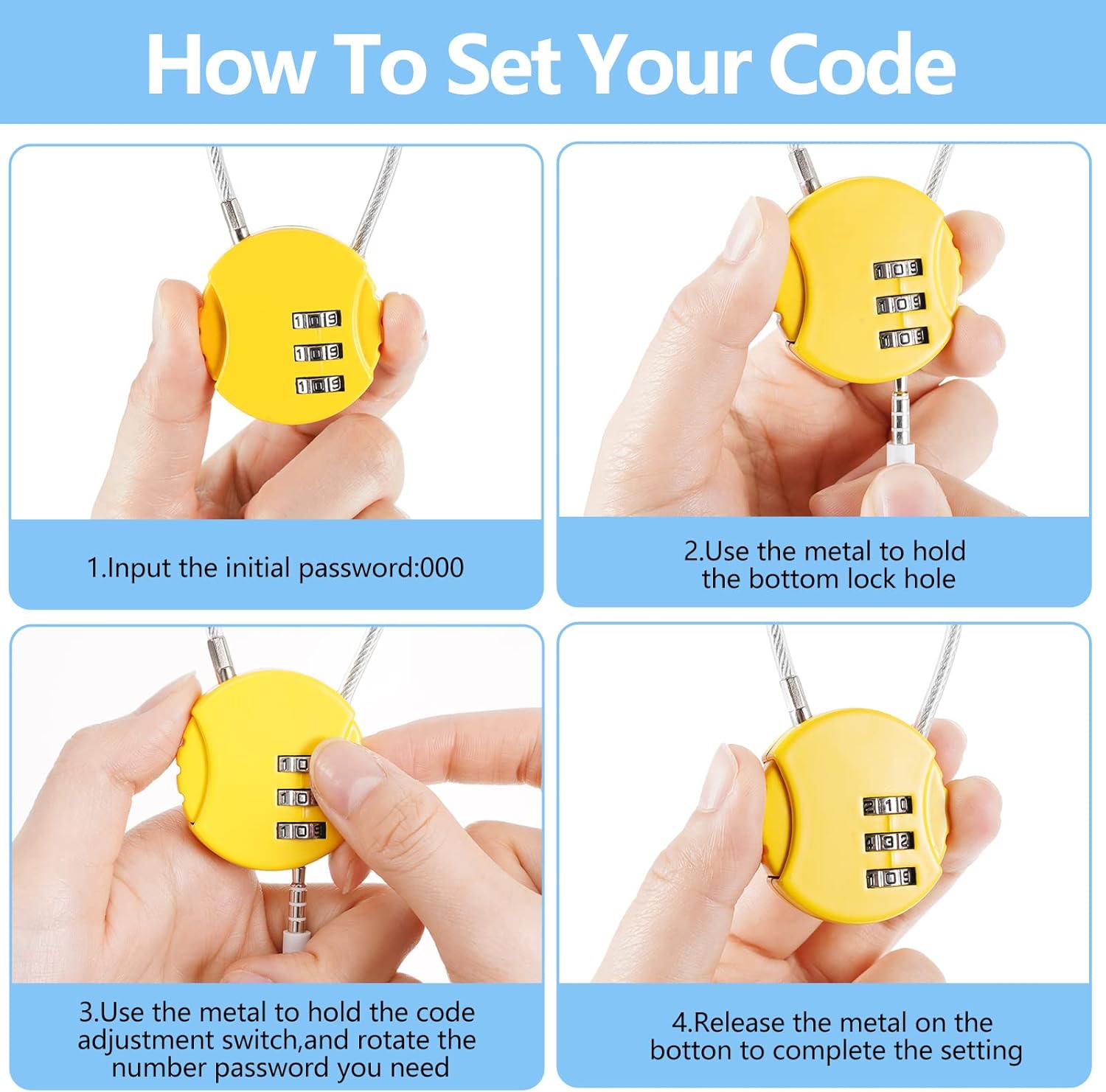 8 Pack Combination Wire Lock 3 - Backpack Lock Combo recensie en prijs